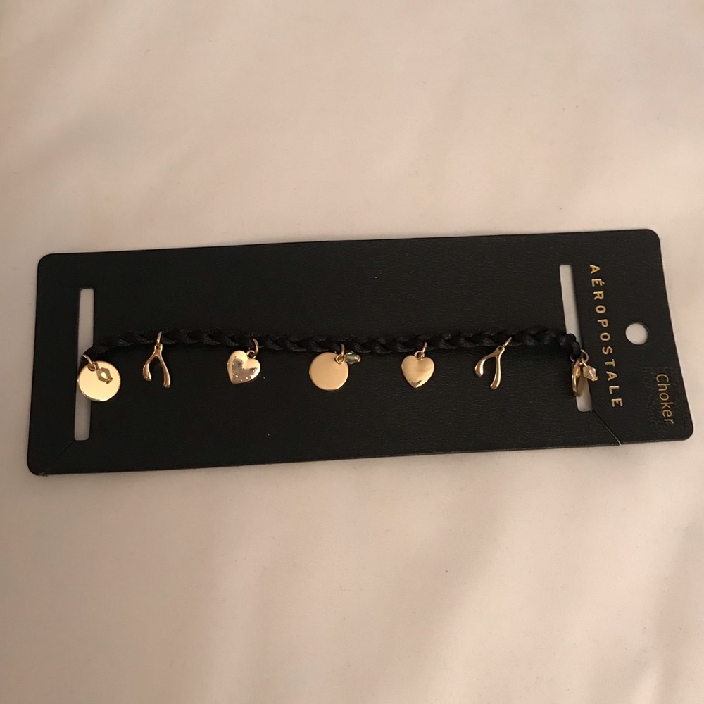 Aéropostale Black braided choker with gold charms